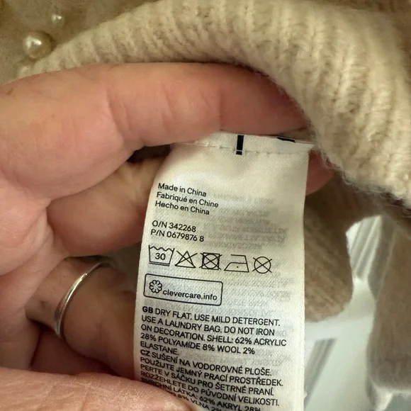 H&M Beige Pearl-Embellished Sweater - Picture 6 of 10